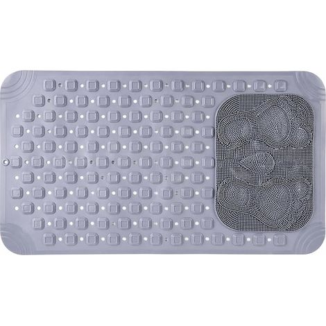 Tapis de Douche Antidérapant 40x70cm, Bain Gris avec Ventouses, Caillebotis Anti-Moisissure pour Baignoire et Salle de Bain (1/2)
