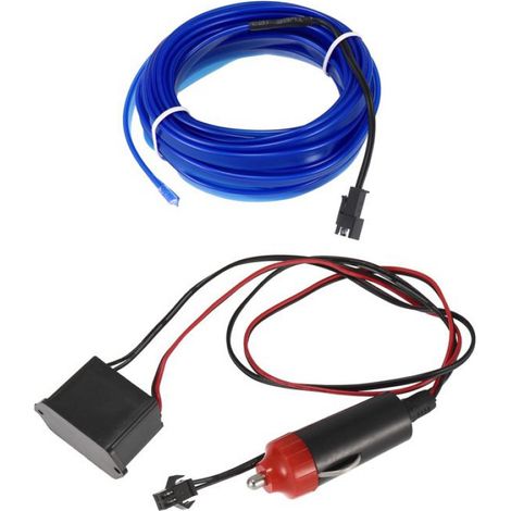 Bande LED véhicule 500cm Bleu LED EL Fil Néon Bande Lumiere Lampe Trousse pour Voiture Camion (1/5)