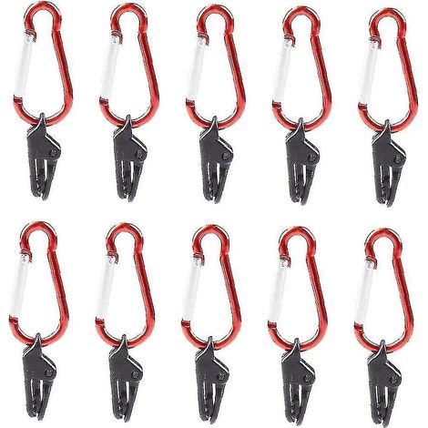 Clips de fixation pour auvent et bâche, résistants au vent, avec mousqueton, kit de 10 pièces noir pour auvents, caravanes, tentes et autres abris de camping. (1/5)
