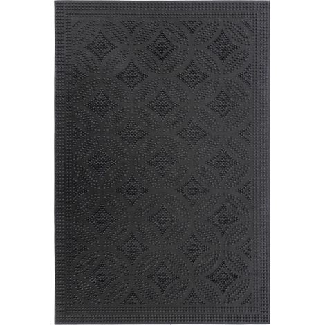 Paillasson en caoutchouc antidérapant rouge élégant - 75 x 45 cm (1/4)