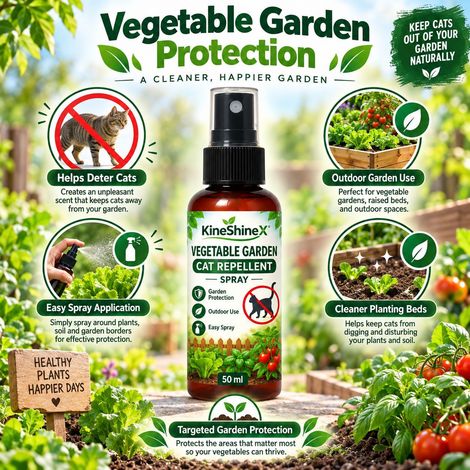 KineShineX Cat Repellent Spray for Vegetable Gardens, Outdoor Vegetable Garden Cat Repellent Spray, Anti-Cat Digging and Seedling Protection (1/4)