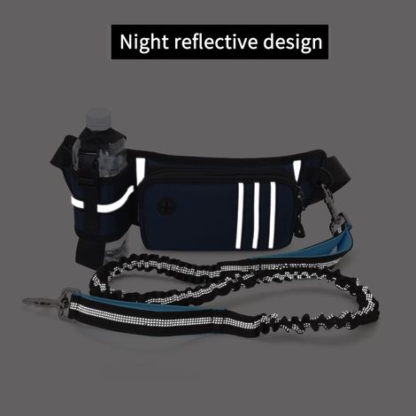 Laisse mains libres pour chien avec pochette zippée, porte-bouteille, laisse réfléchissante, sac banane pour jogging et marche en extérieur (1/5)