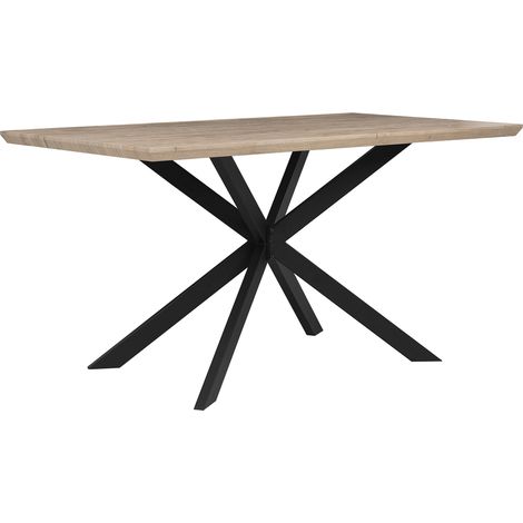 Modern Industrial Dining Room Table Light Wood MDF Tabletop Metal Legs 140 x 80 cm Spectra (1/5)