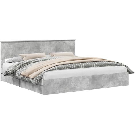 Storage Bed Concrete Grey 200 x 200 cm Engineered Wood vidaXL