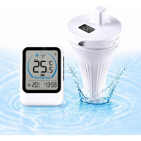 Thermometre piscine wifi, IP66 Flottant Thermomètre de piscine connecté, Surveillance à Distance Thermometre de Température d'eau, bains à remous, bassins, baignoires, aquariums et spas (1/5)