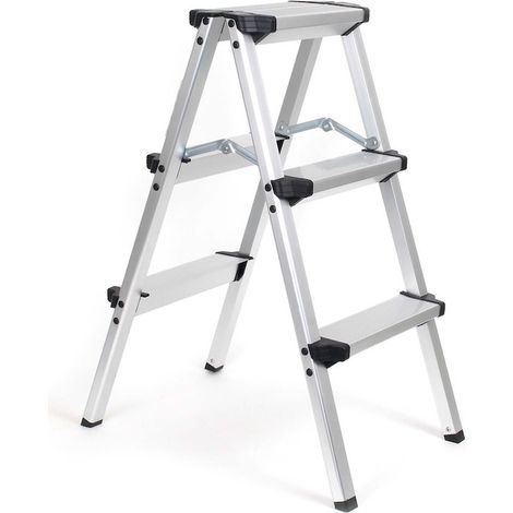 Escabeau Double Aluminium 2x3 Marches - Charge 150 kg Solide (1/5)