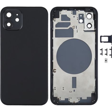 Protector trasero completo de cristal con marco para iPhone 12 - Negro