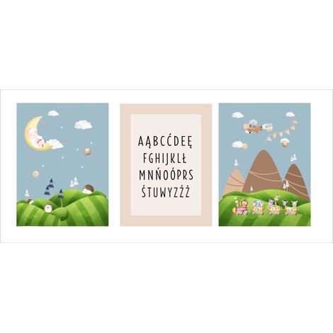 Posters muraux pour enfants Pays des contes de fées Décoration de chambre 3x 50x70 (1/5)
