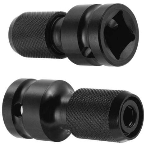 Juego de 2 adaptadores de vaso cuadrado de 1/2" a hexagonal de 1/4", convertidor de mandril de liberación rápida para trinquete de impacto y portapuntas de destornillador. (1/5)