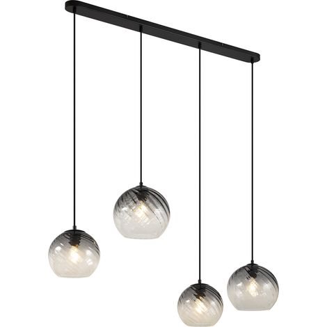 QAZQA Lampada a sospensione bao - Art déco - Acciaio,Vetro - Nero - Tondo/Sfera Max. 4 x Watt