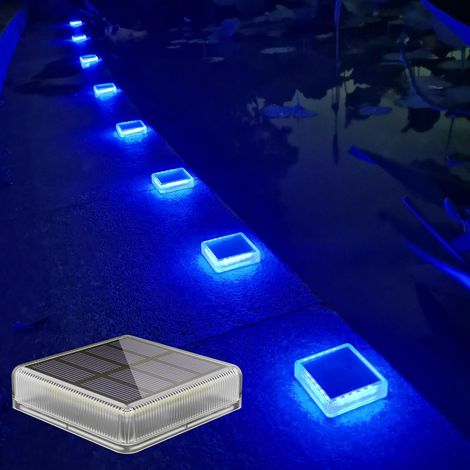 Lampe Solaire Extérieur, 4 Pack 30LM Lampe Solaire au Sol IP68 Etanche Lumière Solaire Jardin Auto On/Off Eclairage Solaire pour Escalier Chemins Allée Patio Pont (Lumière Bleue) (1/5)