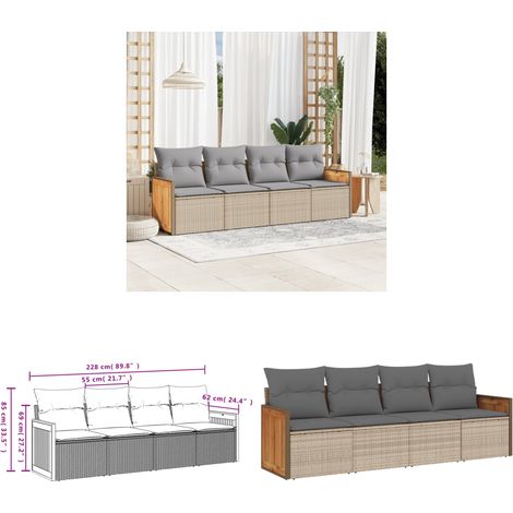 4-tlg. Garten-Sofagarnitur mit Kissen Beige Poly Rattan - Gartensofas - Outdoor Möbel - Gartenmöbel Set - Lounge Set - Rattan Gartenmöbel - Home & Living (1/3)