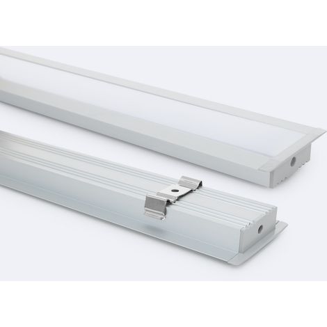 Profilo in Alluminio da Incasso con Coperchio Continuo per Striscia LED fino a 31 mm Alluminio 2 m Bianco traslucido (1/3)