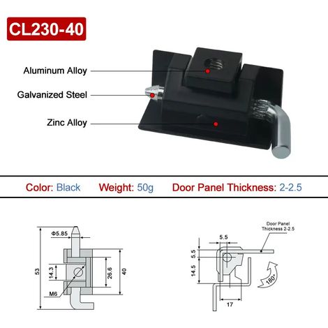 (CL240-40-HS-2-2.5-N-10PCS)CL230 Charnière de porte d'armoire électrique en acier inoxydable à goupille détachable CL211 (1/5)