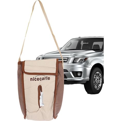 Porte-serviettes pour voiture, sac de rangement pour mouchoirs  Organiseur de boîte à mouchoirs, sac de serviette pour appuie-tête de voiture avec bande pour voiture, camion, camionnette (1/5)