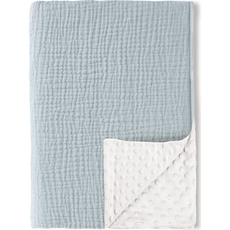 Couvertures pour bébé unisexes, couvertures ultra douces avec devant en mousseline de coton et dos en polaire à pois, jetés de lit imprimés pour nouveau-nés (1/5)