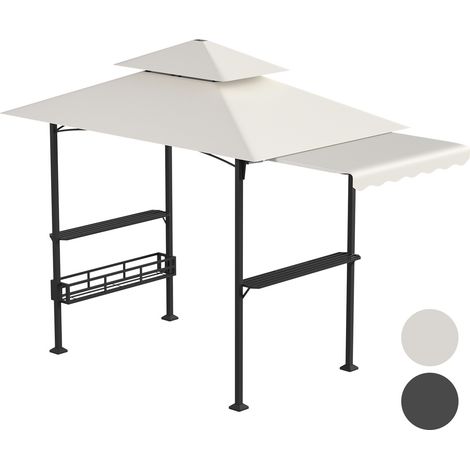 Wolketon Grill Pavillon Wasserdicht 238 x 148 x 250 cm Gartenpavillon mit Markise, Sonnenschutz Gartenlauben Gartenzelt für Partys Picknick BBQ´s,Beige