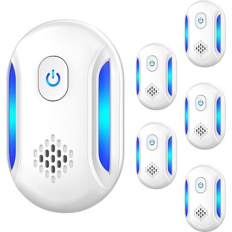 Répulsif à ultrasons amélioré (6 packs), antiparasitaire électronique à brancher pour insectes, moustiques, rongeurs et souris, pour maison, entrepôt et garage (1/5)