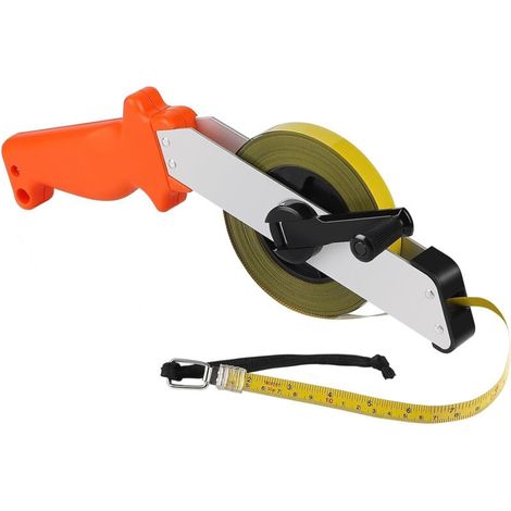Cinta métrica de acero de 30 m, cinta métrica milimétrica para topógrafos, cinta métrica de alta precisión con mango para el hogar, jardín, obra y medición de grandes áreas. (1/5)