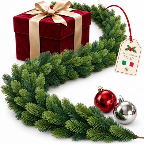 Ghirlanda Natalizia Festone in PE 3 Metri 240 Punte Foltissimo Addobbo di Natale (1/5)