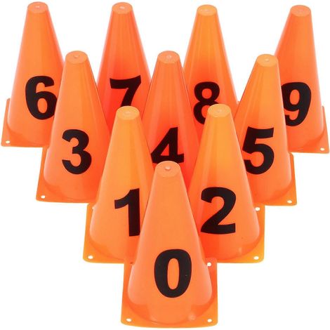 Cônes de football numérotés, lot de 2, en plastique orange (1/5)