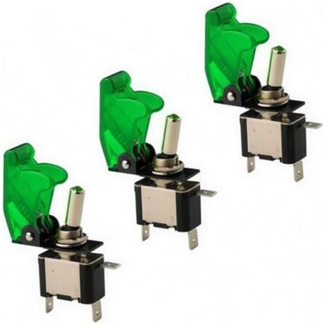 x 12V 20A LED vert Interrupteurs Bascule, Levier On/Off LED ON-OFF SPST +COUVERTURE Auto Voiture-ROUGE [Classe énergétique A] (1/4)