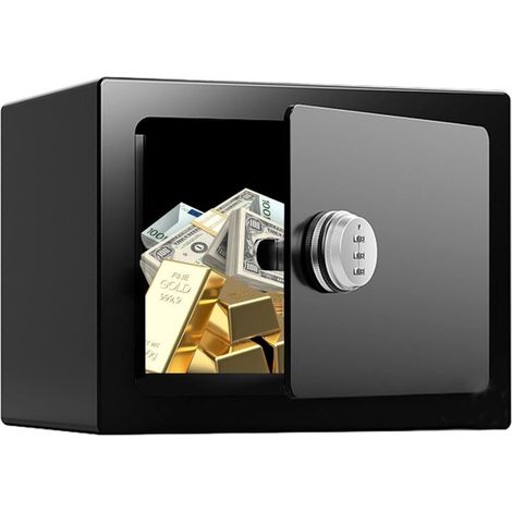 Coffre-fort de 6,6 L, 23 x 17 x 17 cm avec serrure pour objets de valeur, petite boîte de sécurité pour la maison, boîte de rangement verrouillable pour argent liquide, bijoux