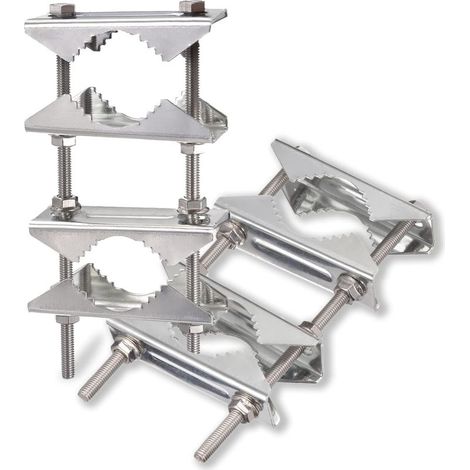 Support Mât Antenne, Collier Antirouille Robuste Fixation Poteau à Poteau pour Tube de Diamètre 25-50mm, pour Antenne Extérieure LoRa / TV / Parabole Satellite /Station Meteo (1/5)