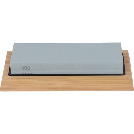 Kit affûtage couteau avec pierre à huile et socle bambou, set meule à aiguiser pro pour couperet, 400/1000 3000/8000 (1/5)