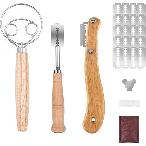3 Pièces avec 20 Lames de Rechange Grignette, Design de Fouet Danois, Pour Coupes Droites et Courbes, Outil de Boulangerie pour Pain au Levain, Baguette, Pain Artisanal (1/5)