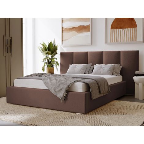 Lit rembourré avec rangement 120x200 velours marron Lizbona (1/5)