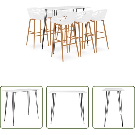 Barhocker - 7-tlg. Bar-Set Weiß (1/5)