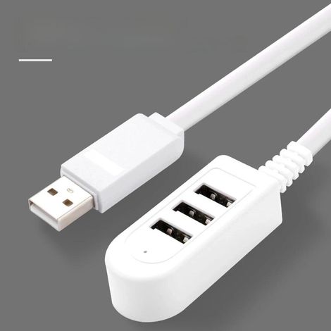 Longueur du câble : 1 pièce blanc 1,18 m - Convertisseur/chargeur USB multifonction 3-en-1 avec hub de ports USB, câbles de donnée (1/5)