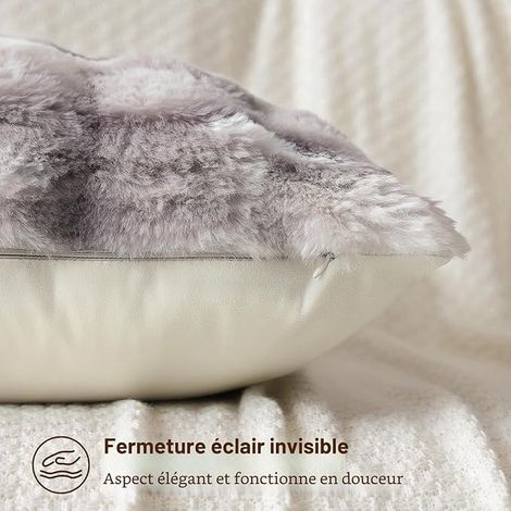 Housse de Coussin Moelleuse 30x50 cm Taie d'oreiller Douce et Pelucheuse en Fausse Fourrure pour Canapé, Salon, Chambre (Gris Taupe) (1/3)