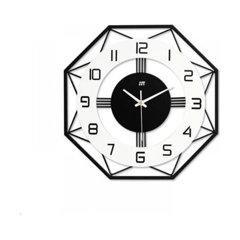 Moderne Wanduhr aus Metall und Holz mit geometrischem Rahmen, geräuschlose Wanduhr für Küche, Büro, Wohnzimmer (1/5)