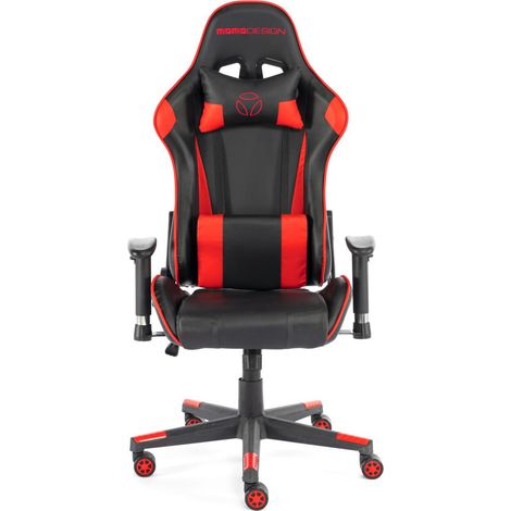 Momo Design MD-GC005A-KR Videospiel-Stuhl Gaming-Sessel Gepolsterter Sitz Schwarz, Rot