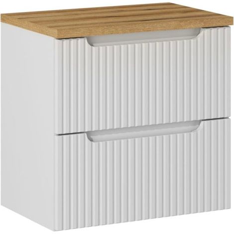 Waschtischunterschrank 60.4cm Riva mit 2 Schubladen, Weiß und Holzoptik (1/5)
