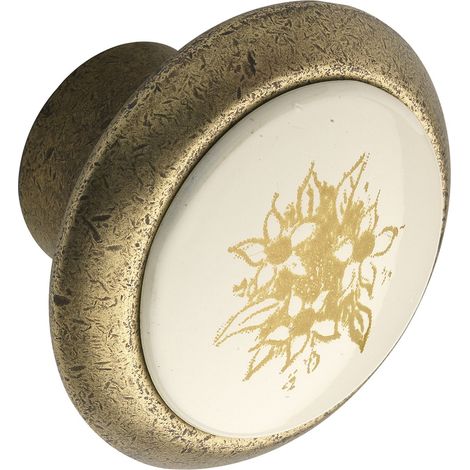 Citterio Möbelknopf Tampa ø 40mm - Knauf für Schrank mit Kunststoffeinlage - goldene Blume, Zinkdruckguss Bronze matt / Kunststoff (1/2)