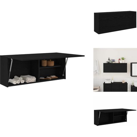 Armoire murale de bain noir 100x25x40 cm bois d'ingénierie - Armoire Murale De Salle De Bain - Armoires Murales De Salle De Bain - Placard Mural De Salle De Bain - Armoire Murale De Bain (1/5)