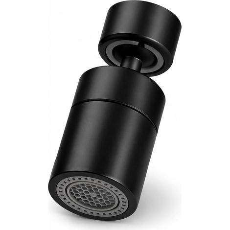 360° Faucet Aerator with Kitchen Faucet Mouth, Swivel Faucet Aerator with M22/M24 Adapters, Tap Adapter, Splash Proof Aerator for Sink and Bathroom, Black (1/5)