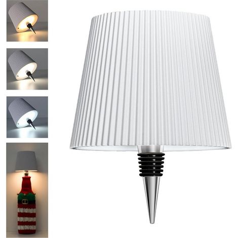 Lampe Bouteille LED Blanc, Rechargeable USB C, sans Fil, 3 températures réglables, pour Bouteille en Verre, Table, Balcon, terrasse, Camping, fête (1/5)