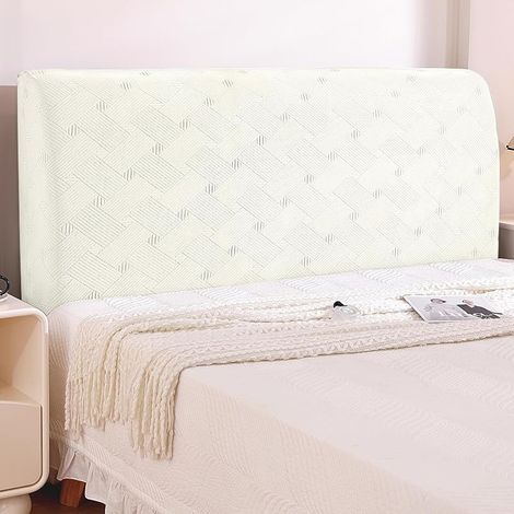 Housse Tete De Lit, Élastique Housse De Tete De Lit Antitaches, Housse De Protection De Tête Washable, Headboard Cover Removable, Couvre Tete De Lit De Chambre (150cm, Blanc)