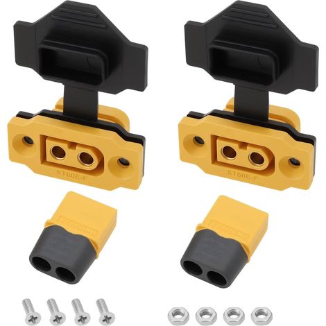 2 Jeux de Prises XT60 Kit de Montage sur Panneau Femelle XT60E-F XT60H-M Mâle avec Capuchon en Caoutchouc Noir Et Vis pour Batterie Lipo Accessoires d'avion (1/5)