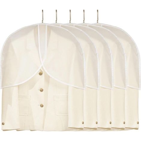 Lot de 5 sacs à vêtements anti-poussière transparents pour accrocher des vêtements dans les placards, le rangement, les jakets, les robes, les housses de vêtements en PEVA (1/3)
