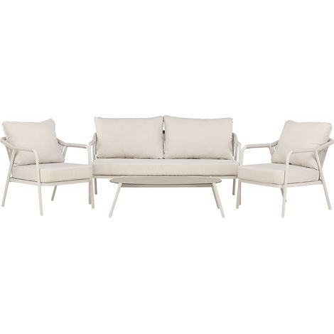 Sicily Loungeset 1 Sofa, 2 Stühle, 1 Couchtisch beige.