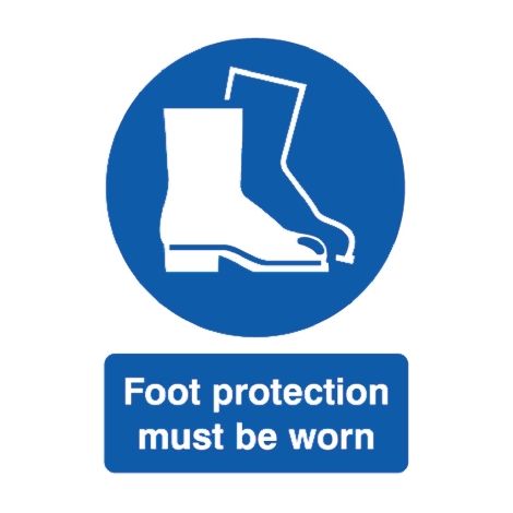 Panneau obligation, avec pictogramme : Chaussures de sécurité obligatoires "Foot Protection Must Be Worn", ( Prix pour 1 )