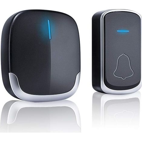 Wireless Doorbell Outdoor Waterproof - 300 Meters Door Bell 58 Melodies 4-Level Volume, Cordless Chime with LED Flash, 1 Plug-in Receiver, Black (1/4)