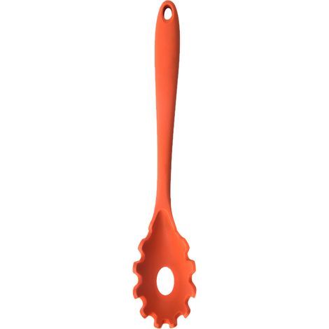 Fourchette à pâtes de qualité alimentaire, résistante à la chaleur élevée jusqu'à 480 °F, cuillère à spaghetti en silicone durable résistant à la chaleur orange