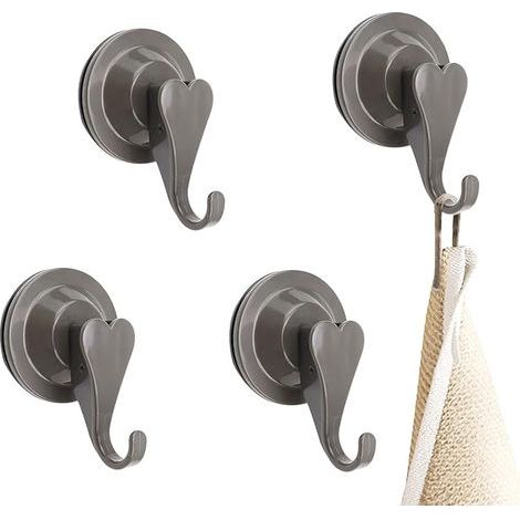 Crochet Ventouse Puissante, 4 Pièces Ventouse Crochet, Crochet Ventouse Salle de Bain, Aucune Vis ni Colle Requise, Capacité de Charge Maximale 15 kg, pour Salles de Bains, Cuisines (1/5)