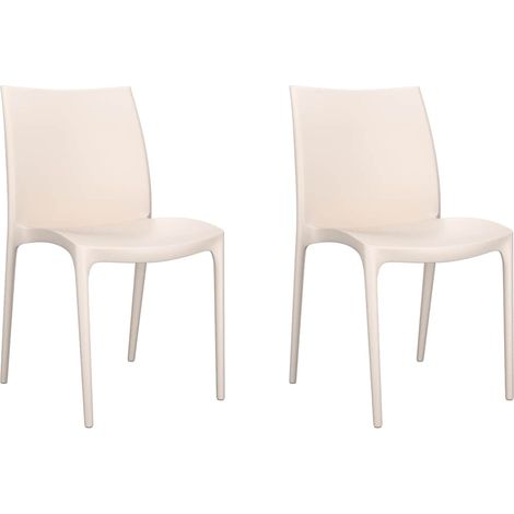 Maison Exclusive - Gartenstühle 2 Stk. Creme 50x46x80 cm Polyprop (1/5)